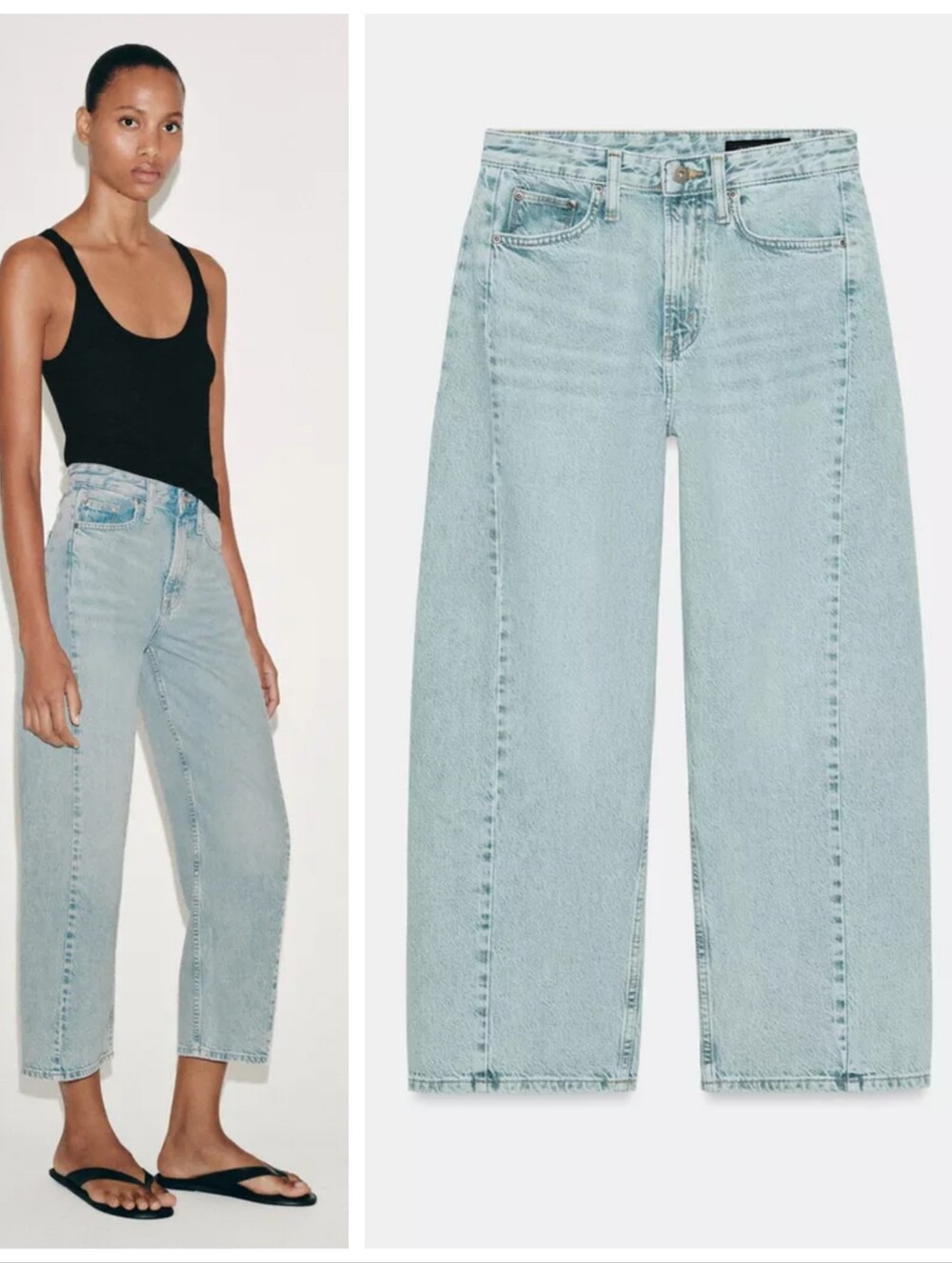 NWT ZARA Collection Mid-Rise Relaxed Ankle Jeans Women's 8 Light Blue Washed NEW